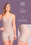 Body Modelador Macaquinho Decote Sem Bojo Com Renda Levanta Bumbum Blush
