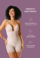 Body Modelador Macaquinho Decote Profundo Valoriza Os Seios Blush