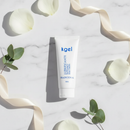 KGEL Lubrificante Íntimo flat lay elegante com mármore e flores